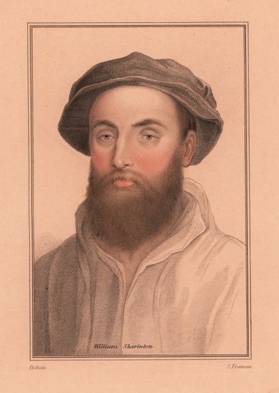 威廉·共享顿爵士，亨利八世国王的英国朝臣，1812 年（雕刻） 作者 Hans (after) Holbein the Younger