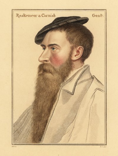 威廉·雷斯基默（William Reskimer），亨利八世国王的朝臣。 ,1812（雕刻） 作者 Hans (after) Holbein the Younger