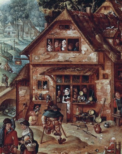 酒馆，村庄场景细节，汉斯-波尔（1534-1593 年）的画作 作者 汉斯·波尔