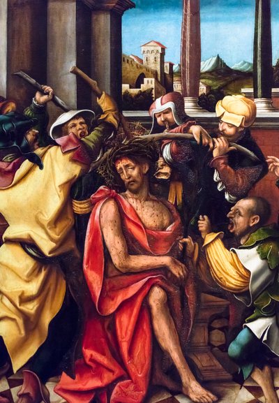 荆棘加冕》，约 1520-1524 年（云杉上的钢笔画和油彩） 作者 汉斯·伯格克米尔