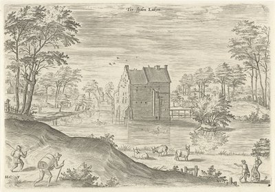 拉肯科恩斯堡城堡景观 Ter Sijden Laeken（物体上的标题） 布鲁塞尔地区的面孔（系列标题） 作者 Hans Collaert (I)
