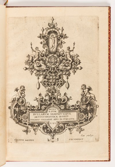 插图1，《Monilium Bullarum Inauriumque Artificiocissimae Icones, Ioannis Collaert Opus Postremum》（最高技艺的项链、吊坠和耳环设计，Joannis Collaert的最终作品）十件套的扉页 作者 老汉斯·科拉特
