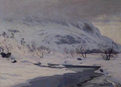 山风景，冬天 作者 汉斯·弗雷德里克·亨里克森·博根