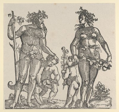野男人和野女人，1545年。 作者 汉斯·古尔登蒙德