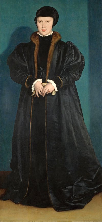 丹麦的克里斯蒂娜（1522-90）米兰公爵夫人，大概1538年 作者 小汉斯·霍尔拜因