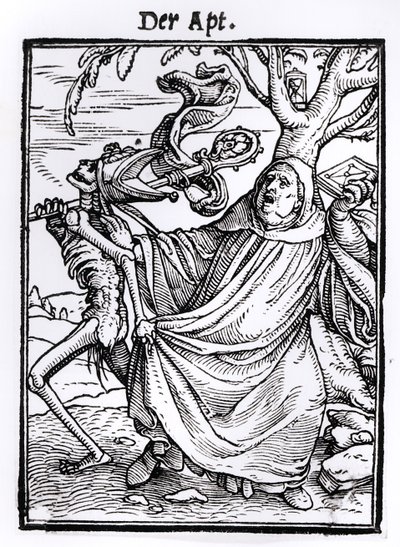 死亡和方丈，来自“死亡之舞”，由Hans Lutzelburger雕刻，第1538页 作者 小汉斯·霍尔拜因
