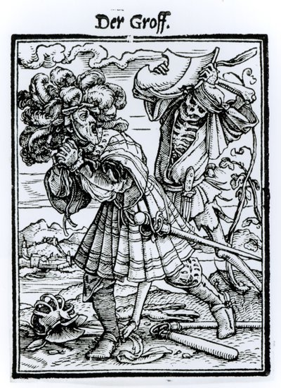 死亡和伯爵，来自“死亡之舞”，由Hans Lutzelburger雕刻，第1538页 作者 小汉斯·霍尔拜因