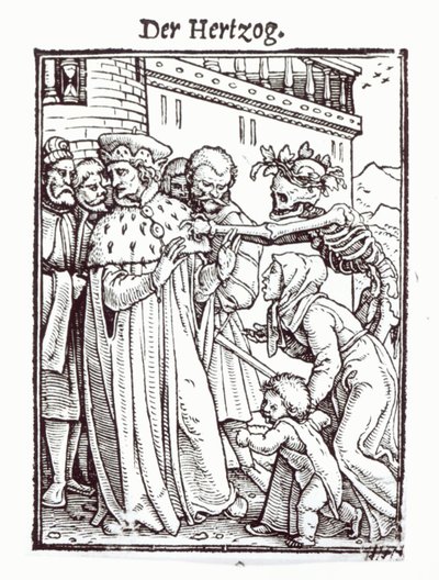 死亡和公爵，来自“死亡的舞蹈”，由Hans Lutzelburger雕刻，第1538页 作者 小汉斯·霍尔拜因
