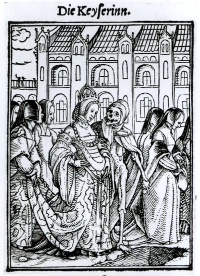 死亡与女皇，来自&39;死亡之舞&39;，由Hans Lutzelburger雕刻，第1538页 作者 小汉斯·霍尔拜因
