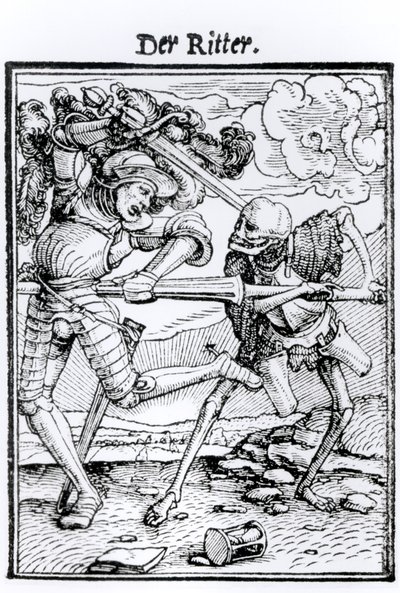 死亡和骑士，来自&39;死亡之舞&39;，由Hans Lutzelburger雕刻，第1538页 作者 小汉斯·霍尔拜因