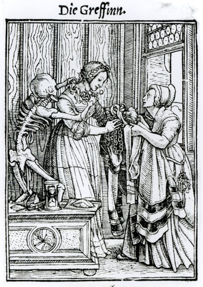死亡和女主人，来自“死亡之舞”，由Hans Lutzelburger雕刻，第1538页 作者 小汉斯·霍尔拜因