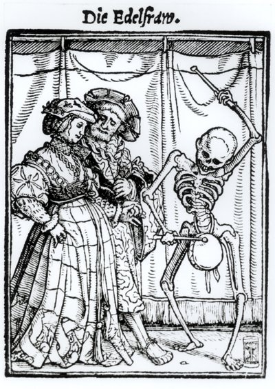 死亡和贵妇，来自“死亡之舞”，由Hans Lutzelburger雕刻，第1538页 作者 小汉斯·霍尔拜因