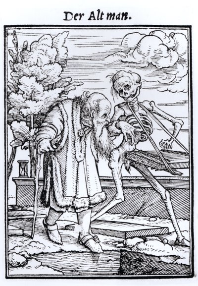 死亡和老人，来自“死亡的舞蹈”，由Hans Lutzelburger雕刻，第1538页 作者 小汉斯·霍尔拜因