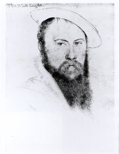 托马斯怀亚特爵士的肖像（约1521-54）（铅笔和木炭在纸上） 作者 Hans Holbein der Jüngere