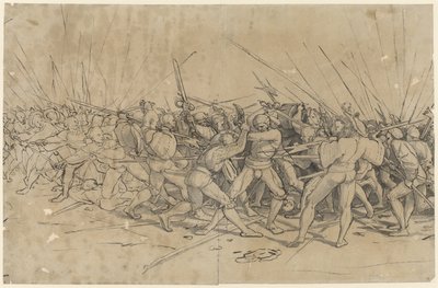 战斗场景，约 1524 年（钢笔、墨水和水彩画） 作者 小汉斯·霍尔拜因