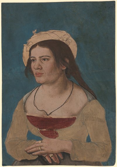小汉斯-霍尔拜因（Hans Holbein the Younger，约 1823 年）--红裙少女肖像，1823.143 年邀请函 作者 小汉斯·霍尔拜因