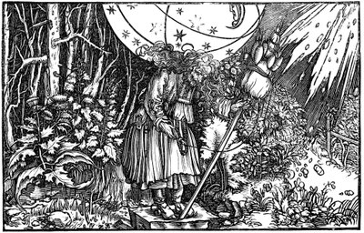 纺纱的女巫或仙女老妇人，1547年 作者 小汉斯·霍尔拜因
