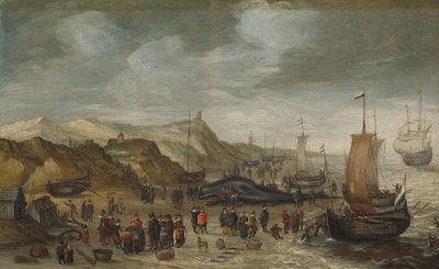 1614 年 12 月 28 日，一头抹香鲸被冲上诺德魏克海滩 作者 汉斯·萨维里