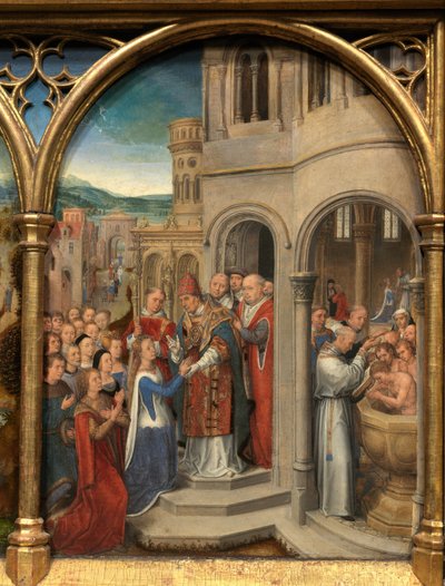 圣厄休拉圣物箱的细节 作者 Hans Memling