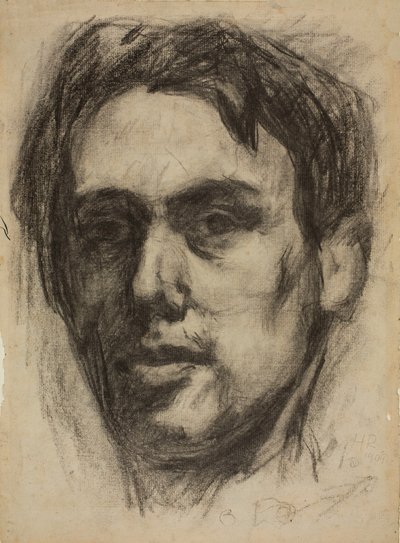 自画像的正面，素描的背面，1909年。 作者 汉斯·里希特