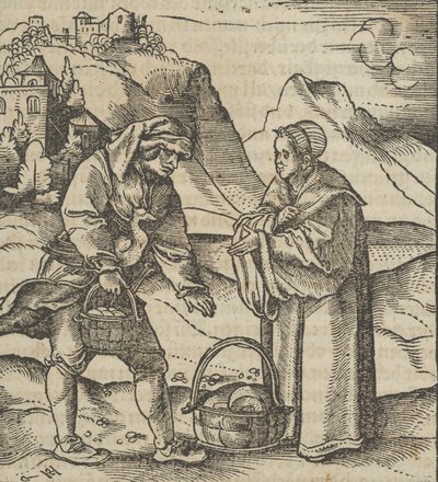 一个农民和他的赞助人，来自Hymmelwagen auff dem, wer wol lebt...，1517。 作者 Hans Schäufelein the Elder