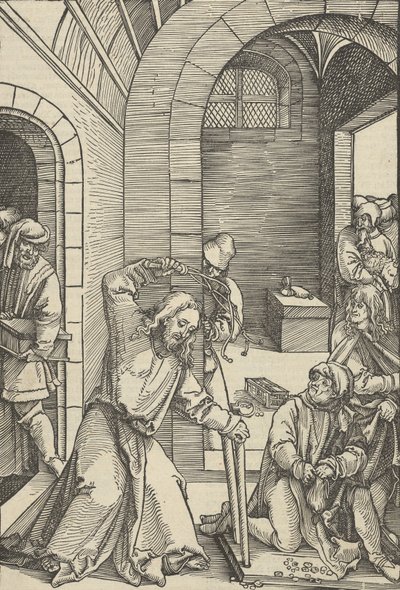 基督净化圣殿，来自Speculum passionis domini nostri Ihesu Christi，1507年。 作者 Hans Schäufelein the Elder