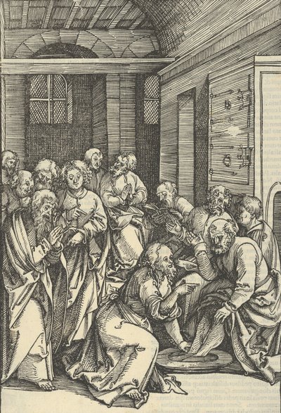 基督为圣彼得洗脚，来自Speculum passionis domini nostri Ihesu Christi，1507年。 作者 Hans Schäufelein the Elder