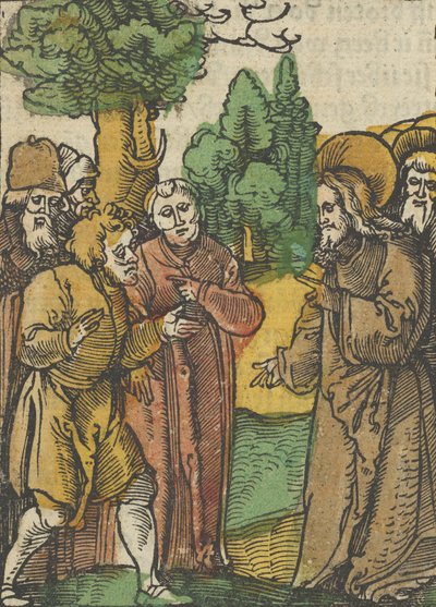 基督和法利赛人，摘自Das Plenarium，1517年。 作者 Hans Schäufelein the Elder