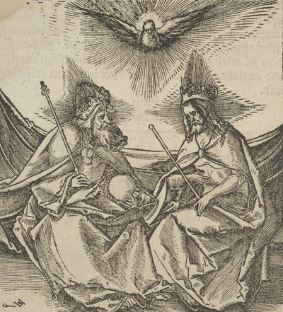 神圣的三位一体，来自Hymmelwagen auff dem, wer wol lebt...，1517。 作者 Hans Schäufelein the Elder
