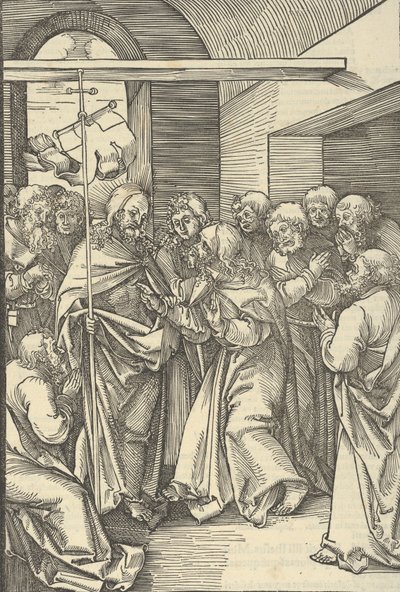 多马的不可思议，来自Speculum passionis domini nostri Ihesu Christi，1507。 作者 Hans Schäufelein the Elder