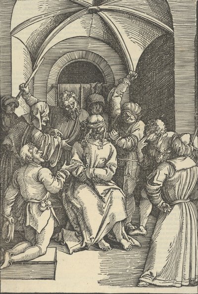 嘲笑基督，来自Speculum passionis domini nostri Ihesu Christi，1507。 作者 Hans Schäufelein the Elder