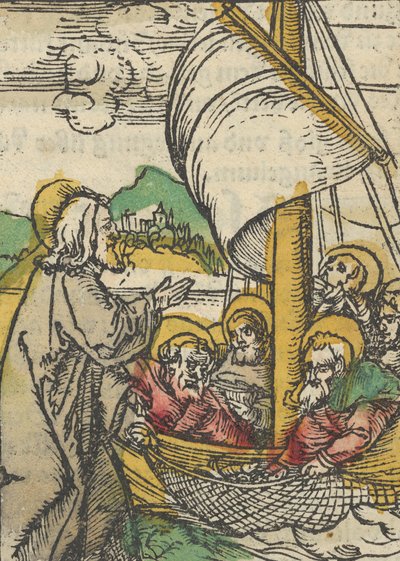圣彼得的《第二次吃鱼》，摘自Das Plenarium，1517年。 作者 Hans Schäufelein the Elder