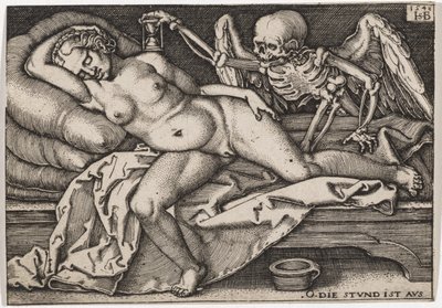 睡觉的女孩和死亡，1548年 作者 汉斯·塞巴尔德·贝汉姆