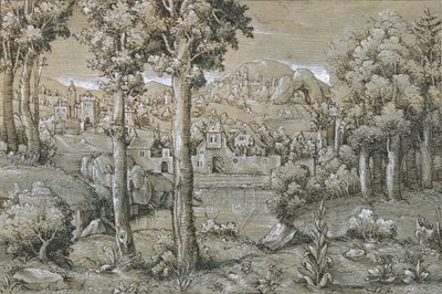 想象的风景，1543年。 作者 汉斯·塞巴尔德·劳滕萨克