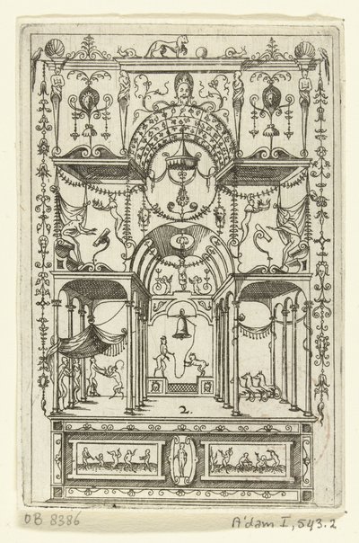 山坡上的两层三檐开放式建筑
Iacobus Androuetius Du Cerceau inventor ante annos non paucos conscripsit (...) （系列标题） 作者 多米尼克·库斯托斯