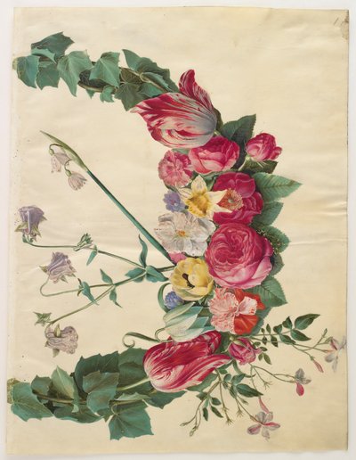 来自专辑Gottorfer Codex的花花环，c.1650（羊皮纸上的水粉） 作者 Hans Simon Holtzbecher