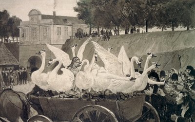 野生天鹅，汉斯-泰格纳（1853-1932）为安徒生（1805-1875）的童话所作的插图。 作者 汉斯·泰格纳