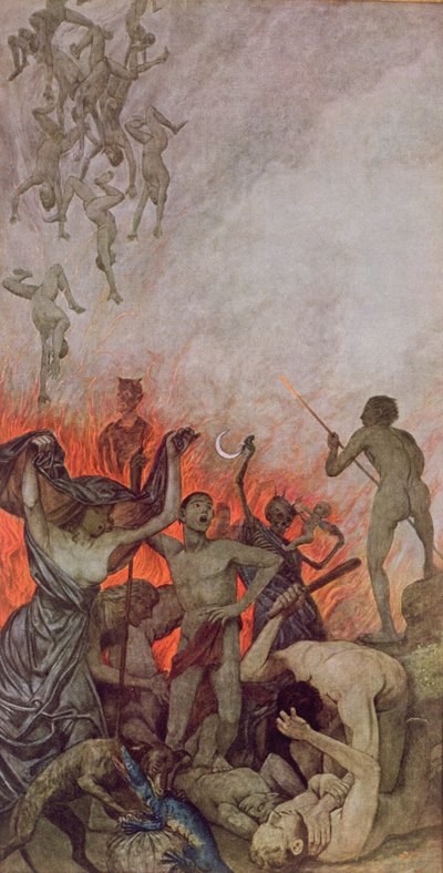 地狱，来自&39;Festkalender&39;的插图发表在莱比锡c.1910 作者 汉斯·托马
