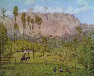 在卡拉拉的景观。约于1910年 作者 汉斯·托马
