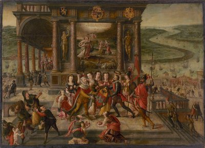 关于1585年8月17日安特卫普沦陷的寓言，1585-1586。 作者 汉斯·弗里德曼·德·弗里斯