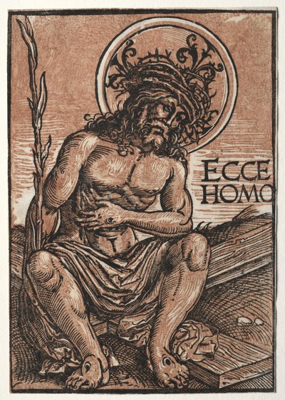 坐在十字架上的悲伤人c。 1522。 作者 汉斯·魏迪兹