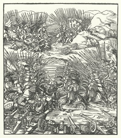 1509年康布雷联盟战争期间法国和威尼斯军队之间的战斗 作者 Hans after Burgkmair