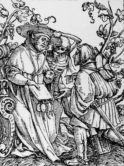 死亡和红衣主教，来自死亡之舞，由Hans Lutzelburger雕刻，1538年 作者 汉斯追捕年轻的霍尔拜因