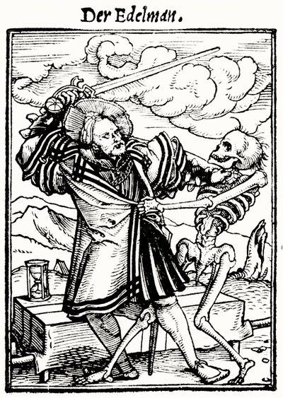 死亡和贵族，来自死亡之舞，由Hans Lutzelburger雕刻，1538年 作者 汉斯追捕年轻的霍尔拜因
