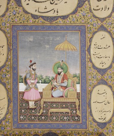 莫卧儿王朝家谱的专辑，1855年（纸上不透明的黄金和黄金） 作者 Haqim Ahasan Ullah Khan