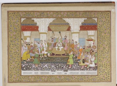 莫卧儿王朝家谱的专辑，1855年（纸上不透明的黄金和黄金） 作者 Haqim Ahasan Ullah Khan