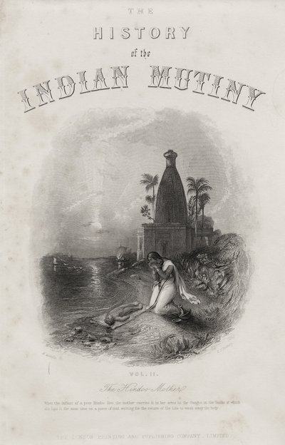 印度教母亲，由EJ Portbury雕刻，“印度叛变史”的标题页，于1858年出版 作者 哈登·西德尼·梅尔维尔
