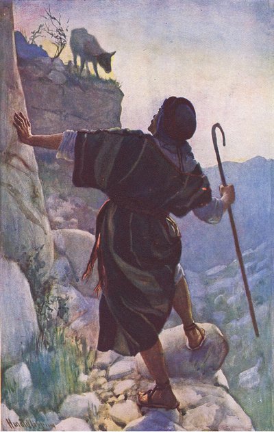 迷失的羊，插图来自哈罗德Copping图片：皇冠系列，c.1920s 作者 哈罗德·应付