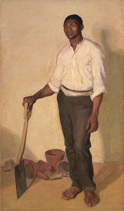黑人园丁的肖像，约1905年 作者 哈罗德·吉尔曼