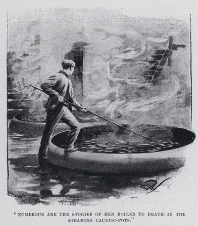 "Numerous are the stories of men boiled to death in the steaming caustic-pots" (b/w photo) 作者 哈罗德·休姆·皮法德
